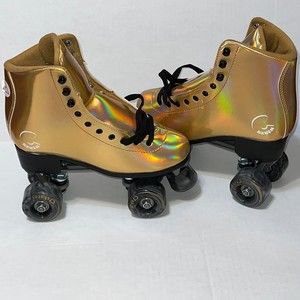 C SEVEN C7 Roller Skates Women's Size 7 Holographic Gold NWOB